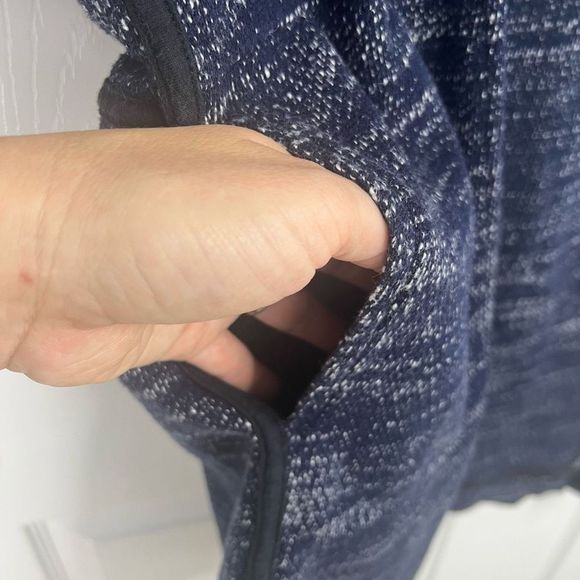 Madewell Navy Marled Thick Knit Short Sleeve Shift Sweater Dress Size Small - Picture 6 of 10